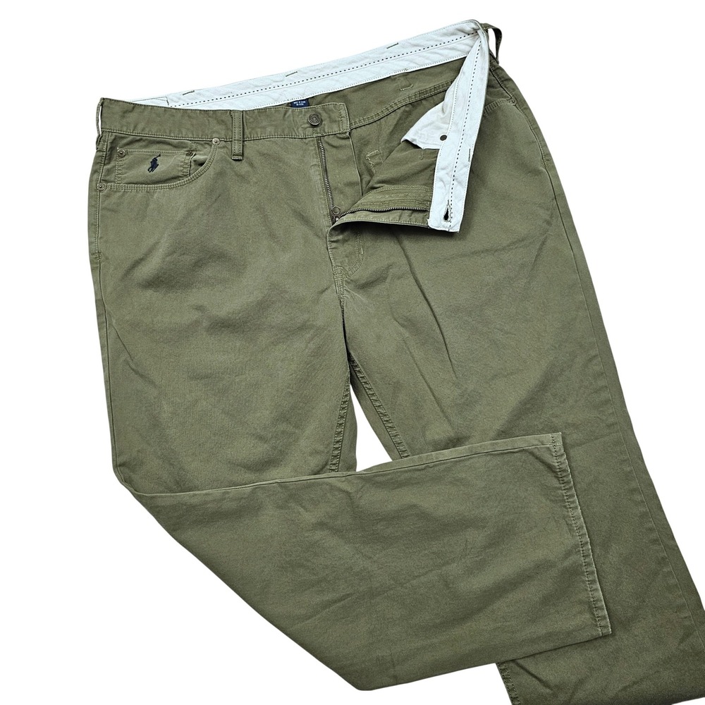 Polo Ralph Lauren Pants Mens 42x30 Olive Green Cotton Twill Straight Safari